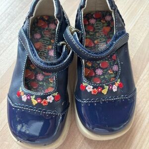 Vintage Gymboree Navy Dress Shoes with Floral Accents